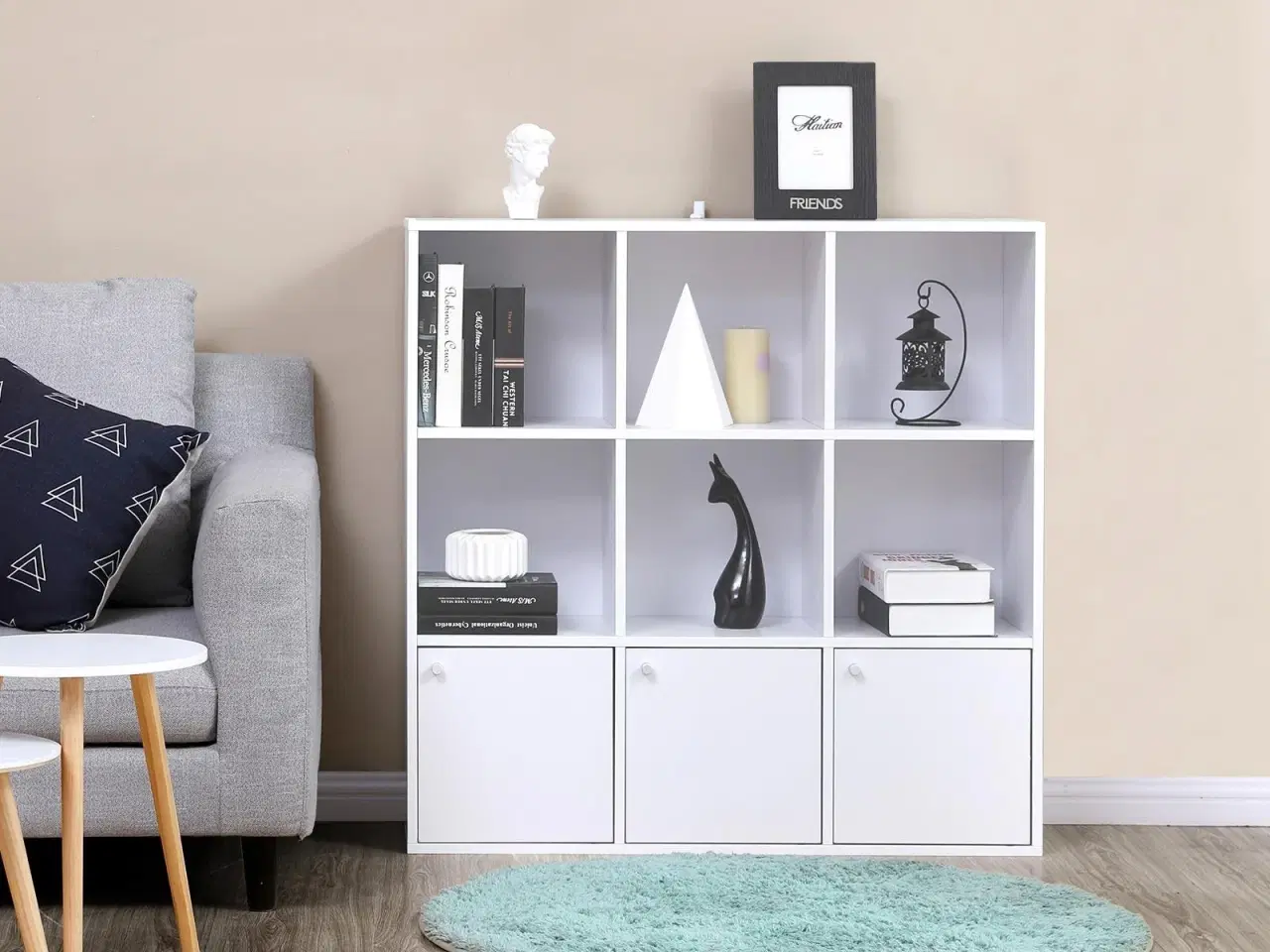 Billede 3 - Bogreol med kuber fritstående reol med 3 skabe, hvid