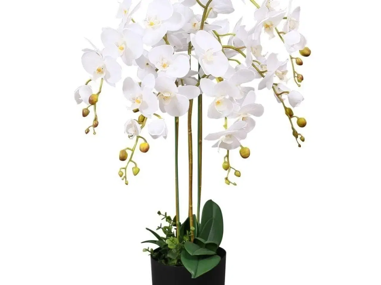 Billede 1 - Kunstig orkidéplante med potte 75 cm hvid