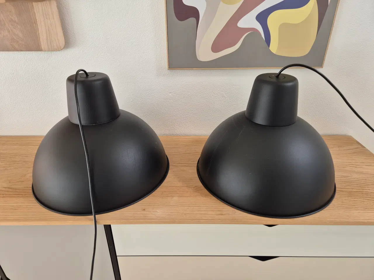 Billede 1 - 200.- for begge 2 Store MatSorte Lamper 39 cm i di