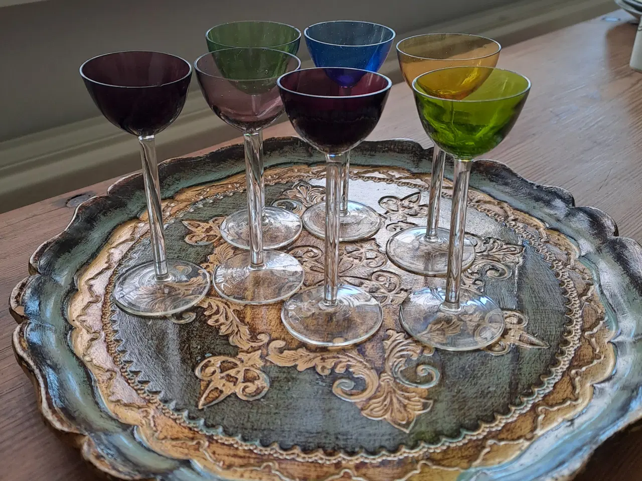 Billede 1 - 7 stk. små farvede glas.