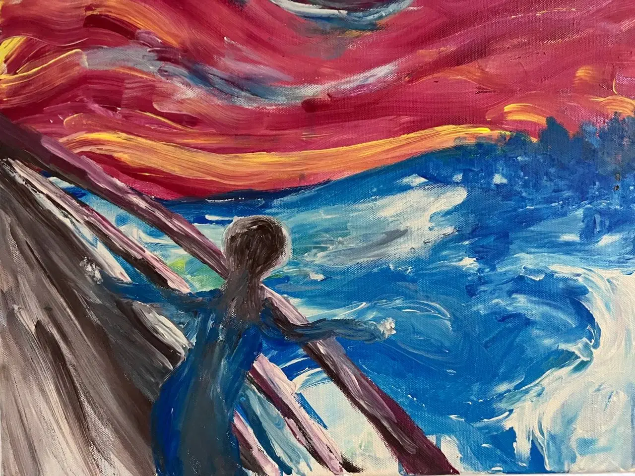 Billede 2 - “Drøm dig væk i solnedgangens favn” – maleri