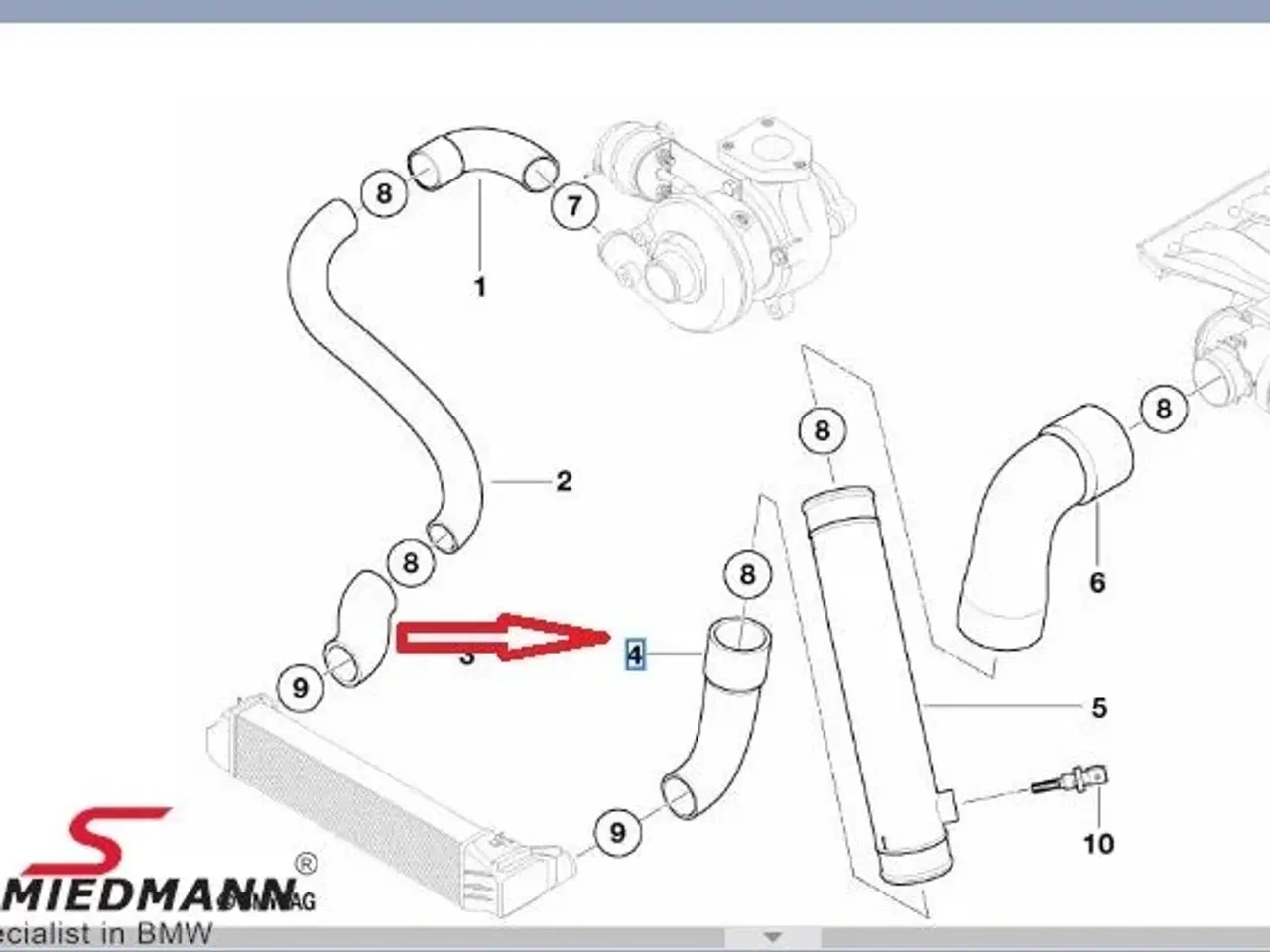 Billede 1 - Turboslange Intercooler - Trykrør manifold C20002 BMW E39