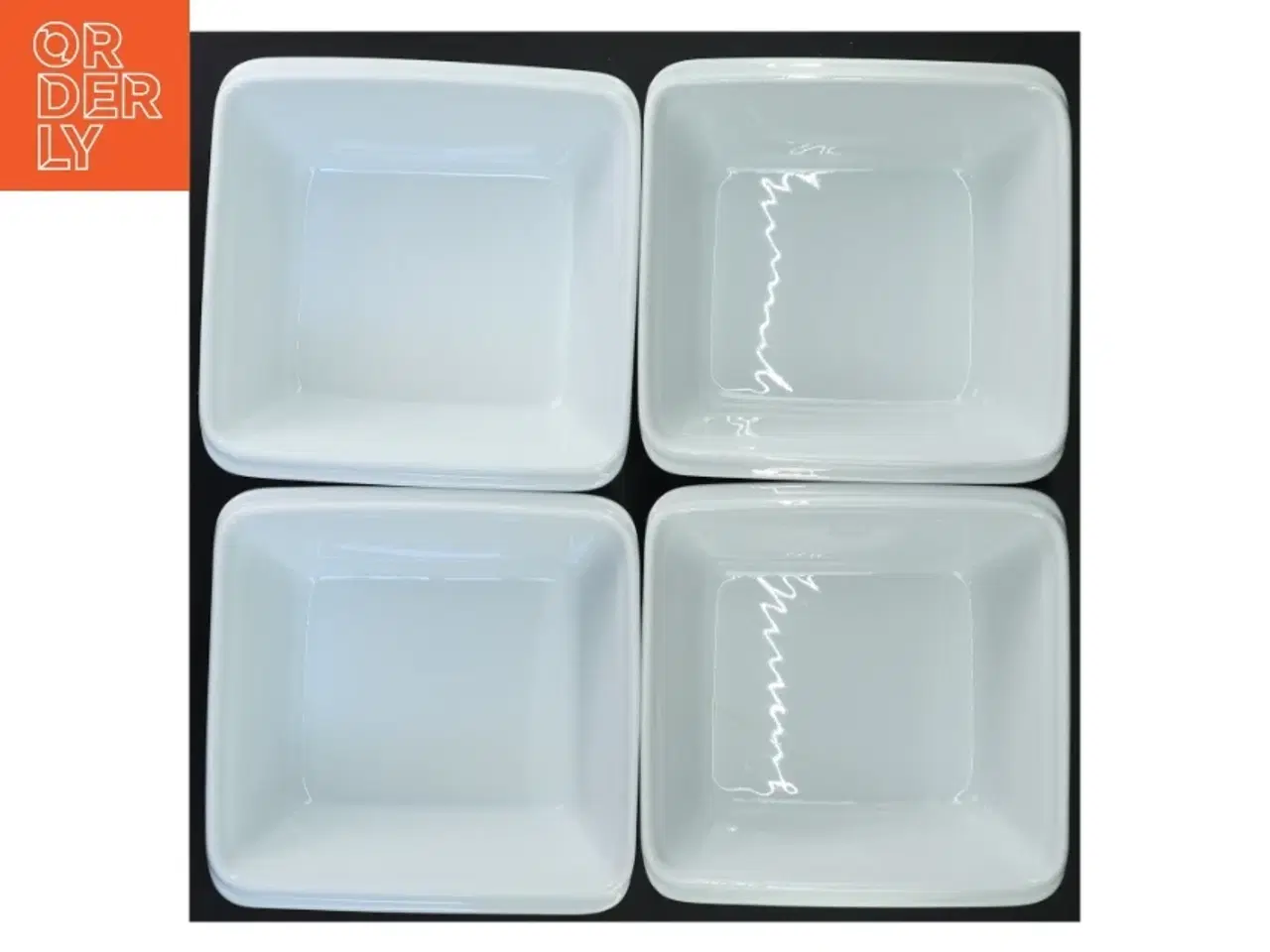 Billede 3 - Sæt med 4 hvide firkantede skåle (str. 6x16x16 cm)