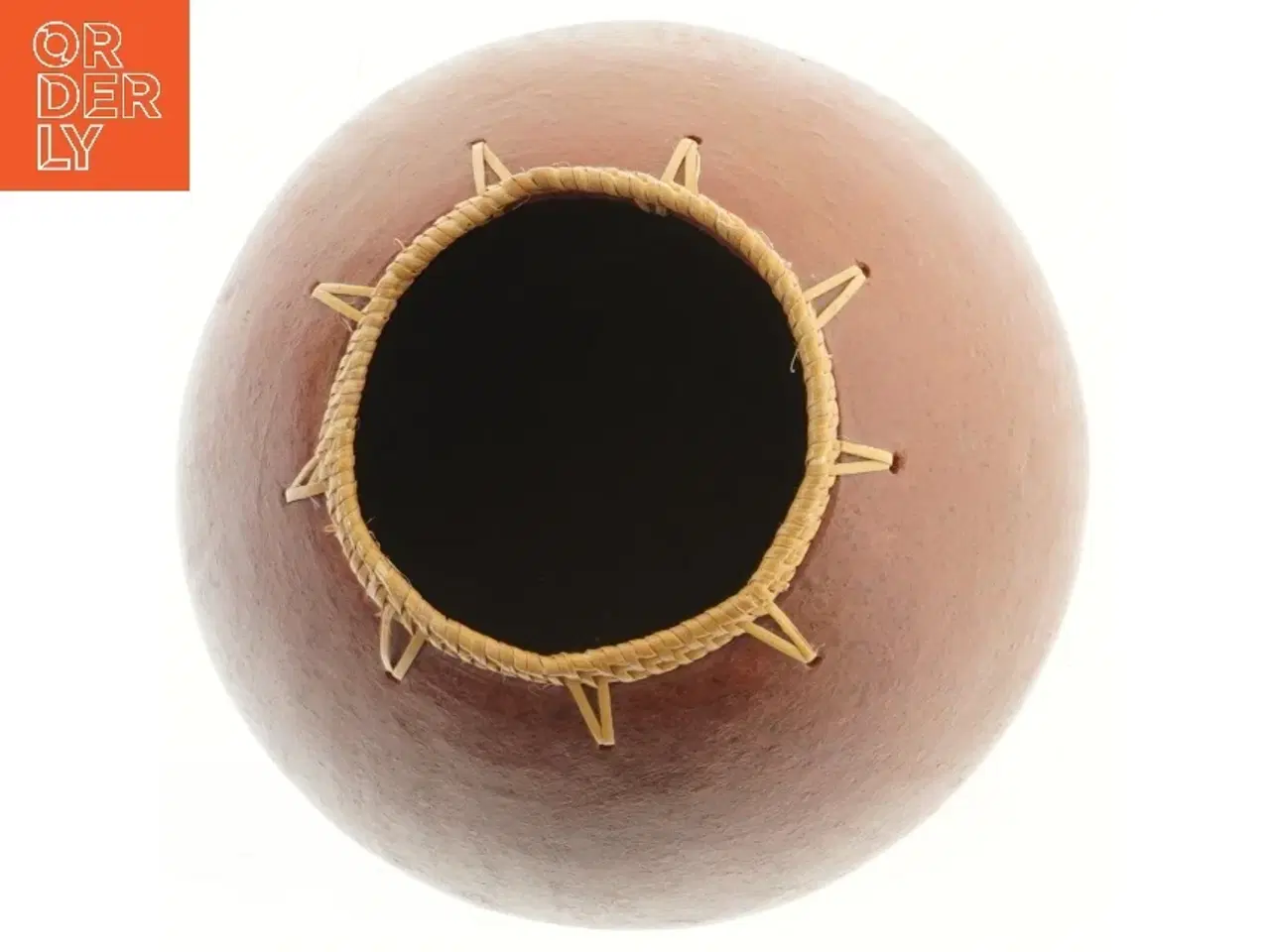 Billede 2 - Brun keramikvase med flettet kant (str. 21x21 cm)