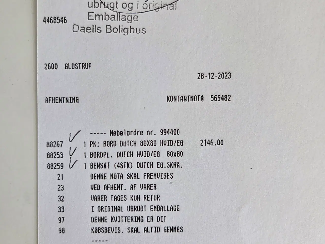 Billede 4 - SPISEBORD MED HOLLANDSK UDTRÆK