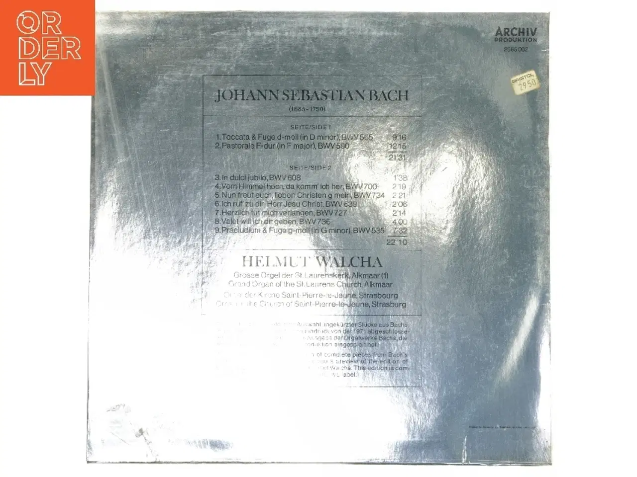 Billede 2 - Hi-Fi Orgel LP - Bach / Walcha fra Archiv Produktion