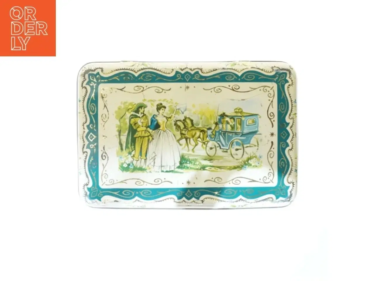 Billede 2 - Rektangulær vintage blikæske (str. 27x18 cm)