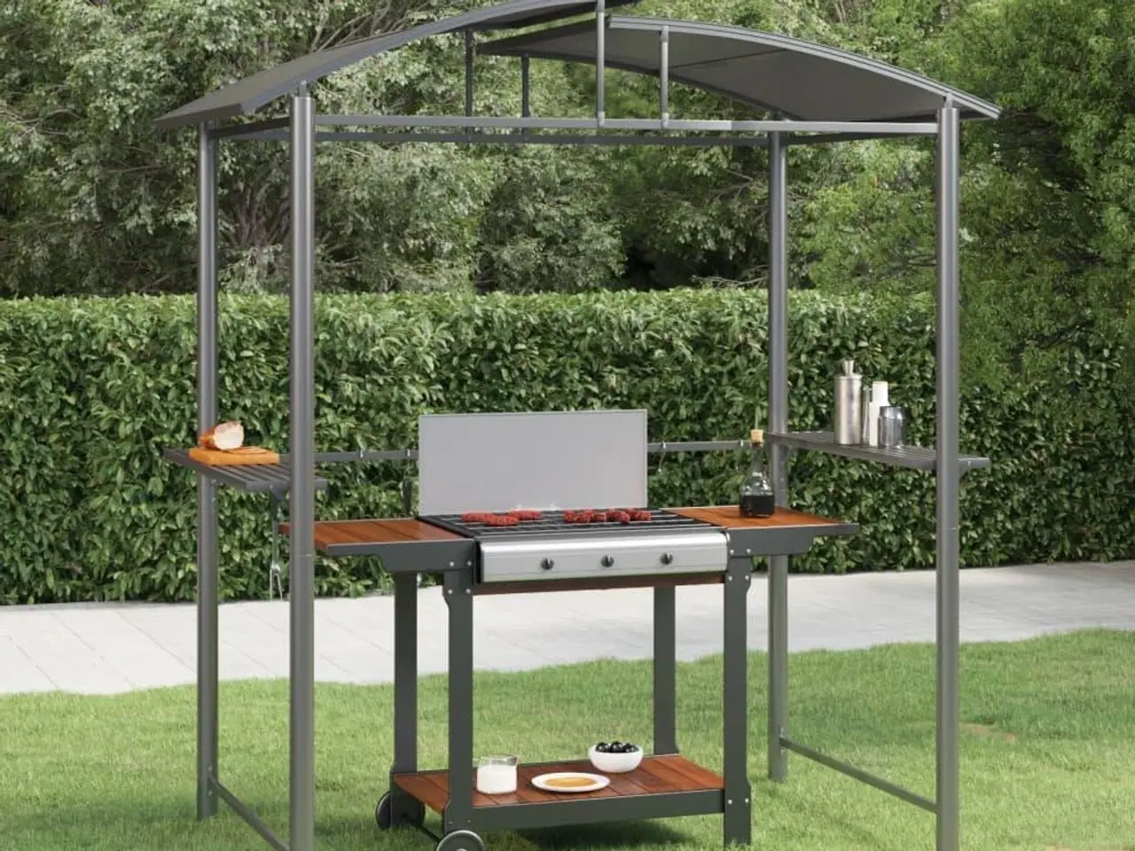Billede 1 - Grillpavillon med sidehylder 210x114x230 cm stål antracitgrå