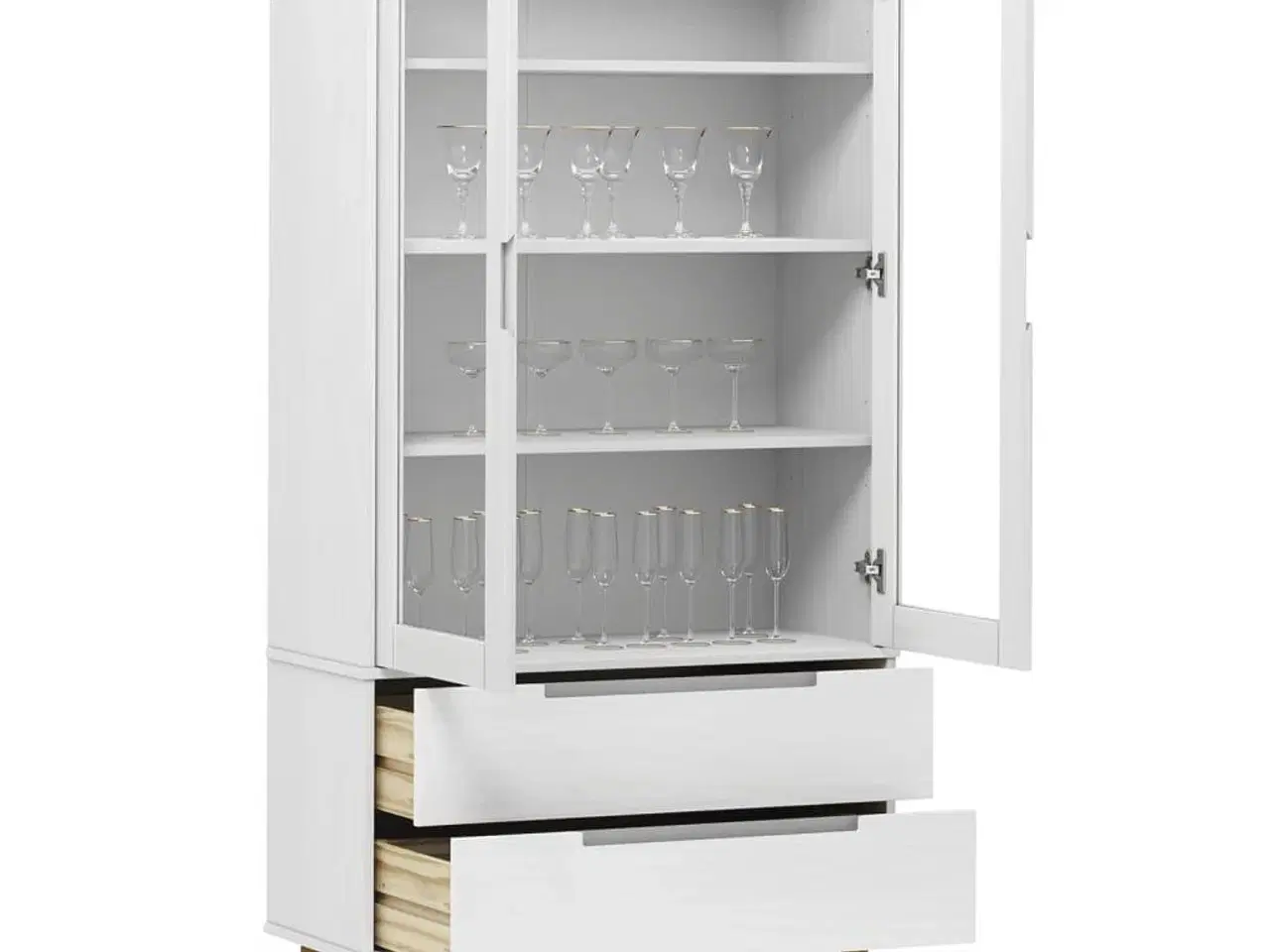 Billede 3 - Vitrineskab MOLDE 90x35x175 cm massivt fyrretræ hvid
