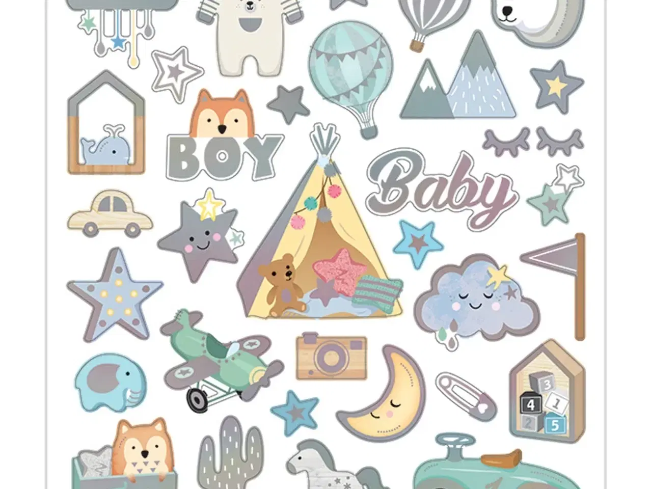 Billede 1 - Selvklæbende Klistermærker til Baby Dreng - 1 Ark