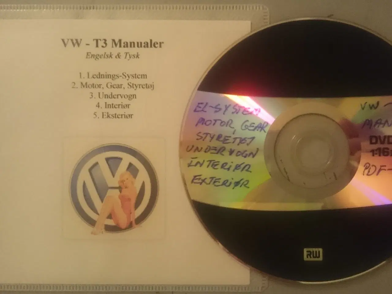 Billede 1 - VW-T3-Transporter-MANUALER på DVD