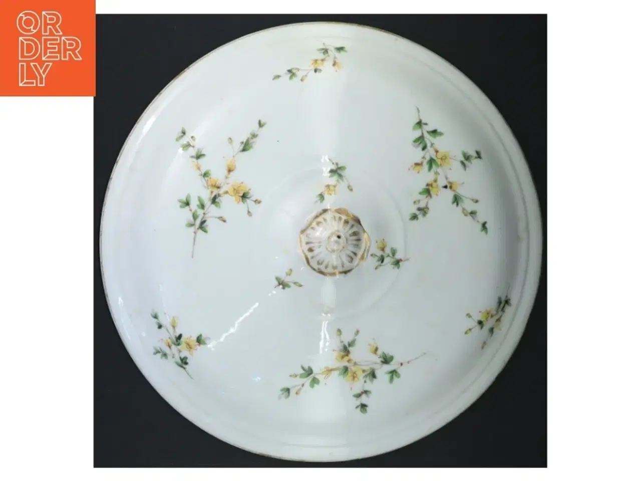 Billede 2 - Porcelænslåg med blomstermotiv (str. Ø 28 cm)