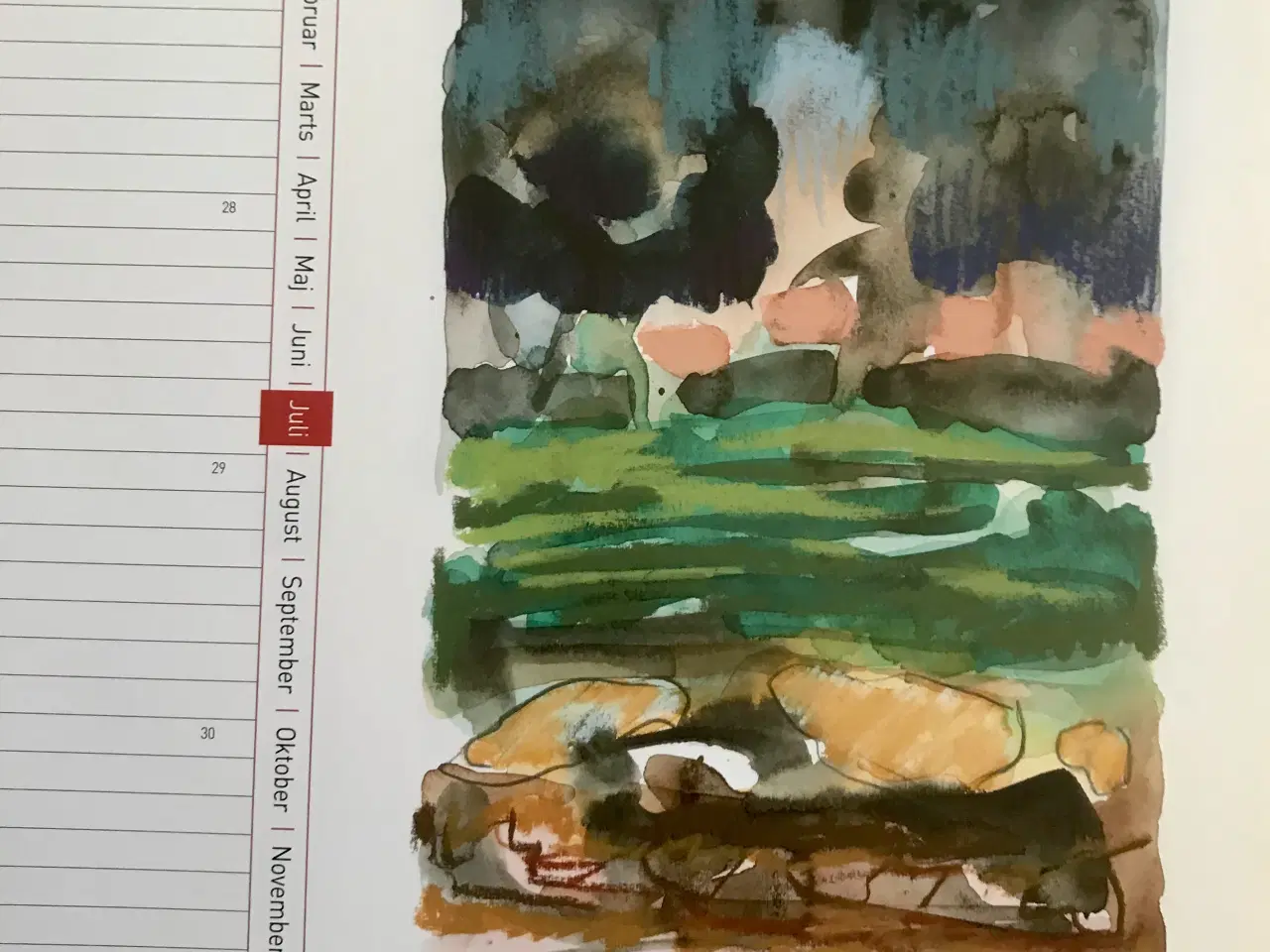 Billede 3 - Kunst kalender med akvarel tryk. Felix Pedersen. 