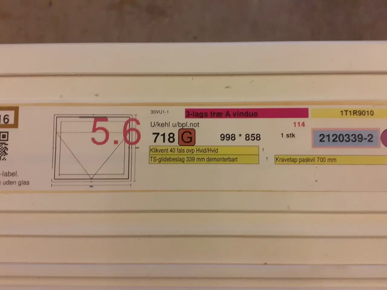 Billede 4 - 3 lags A vindue 998*858mm, tophængt