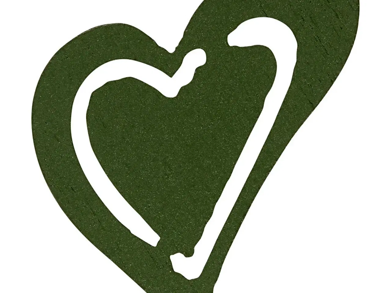 Billede 1 - Asymmetrisk Hjerte i Mørk Grøn - 20 stk. til DIY