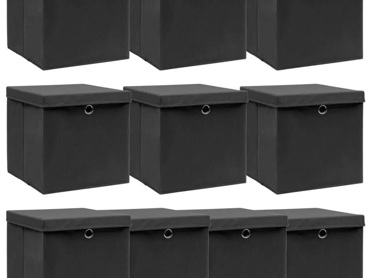 Billede 1 - Opbevaringskasser med låg 10 stk. 32x32x32 stof sort