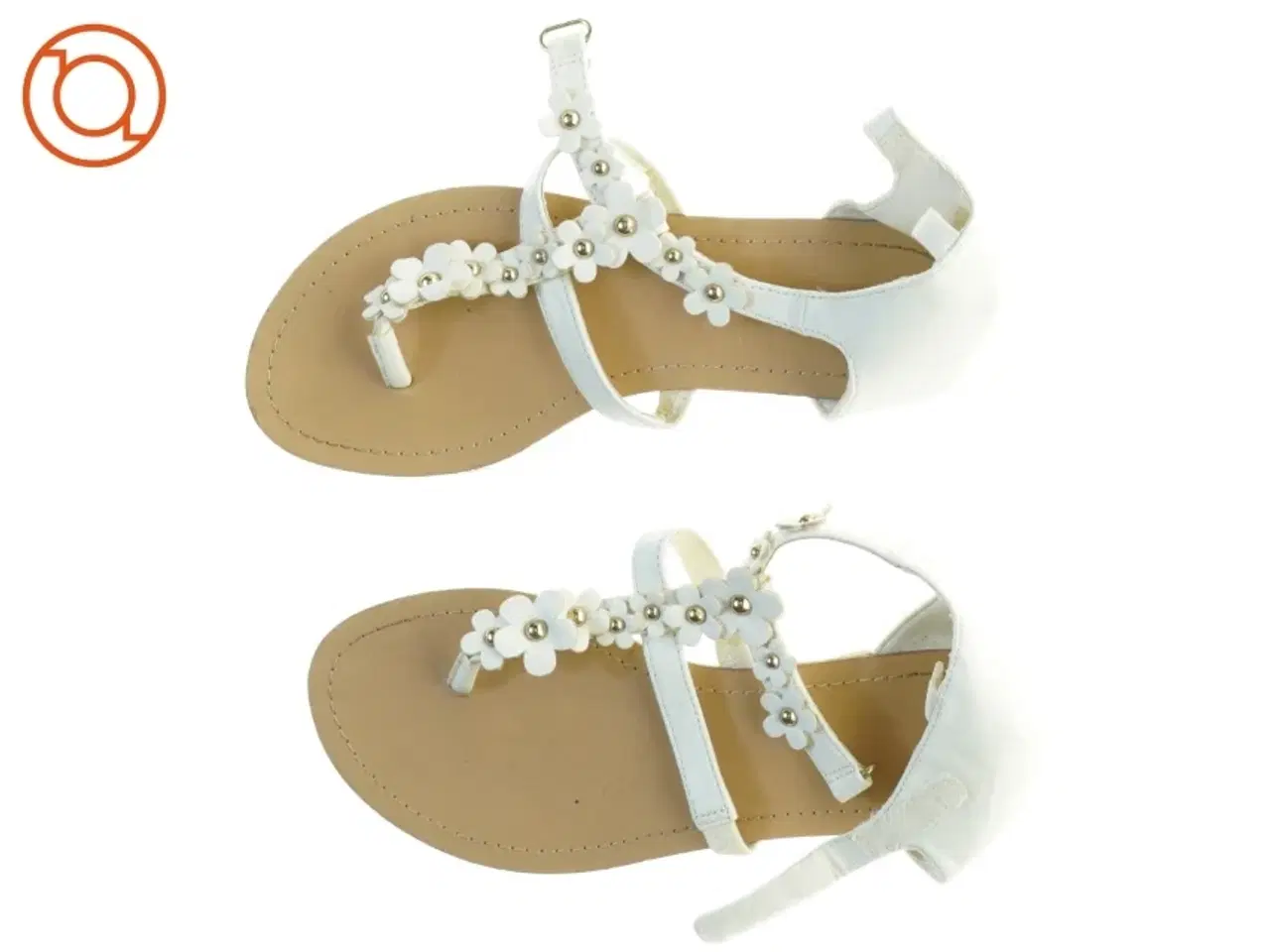 Billede 1 - Hvide sandaler med blomsterdetaljer (str. 35)