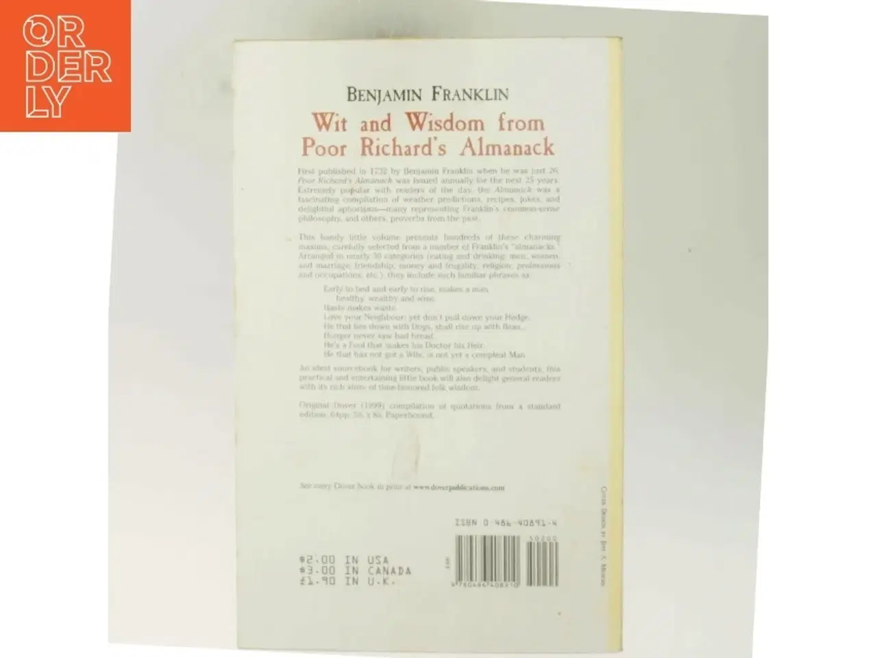 Billede 3 - Wit and Wisdom from Poor Richard&#39;s Almanack af Benjamin Franklin (Bog)