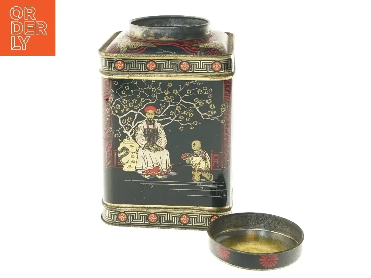 Billede 2 - Stor gammel engelsk tedåse med kinesisk motiv (19,5 cm høj)