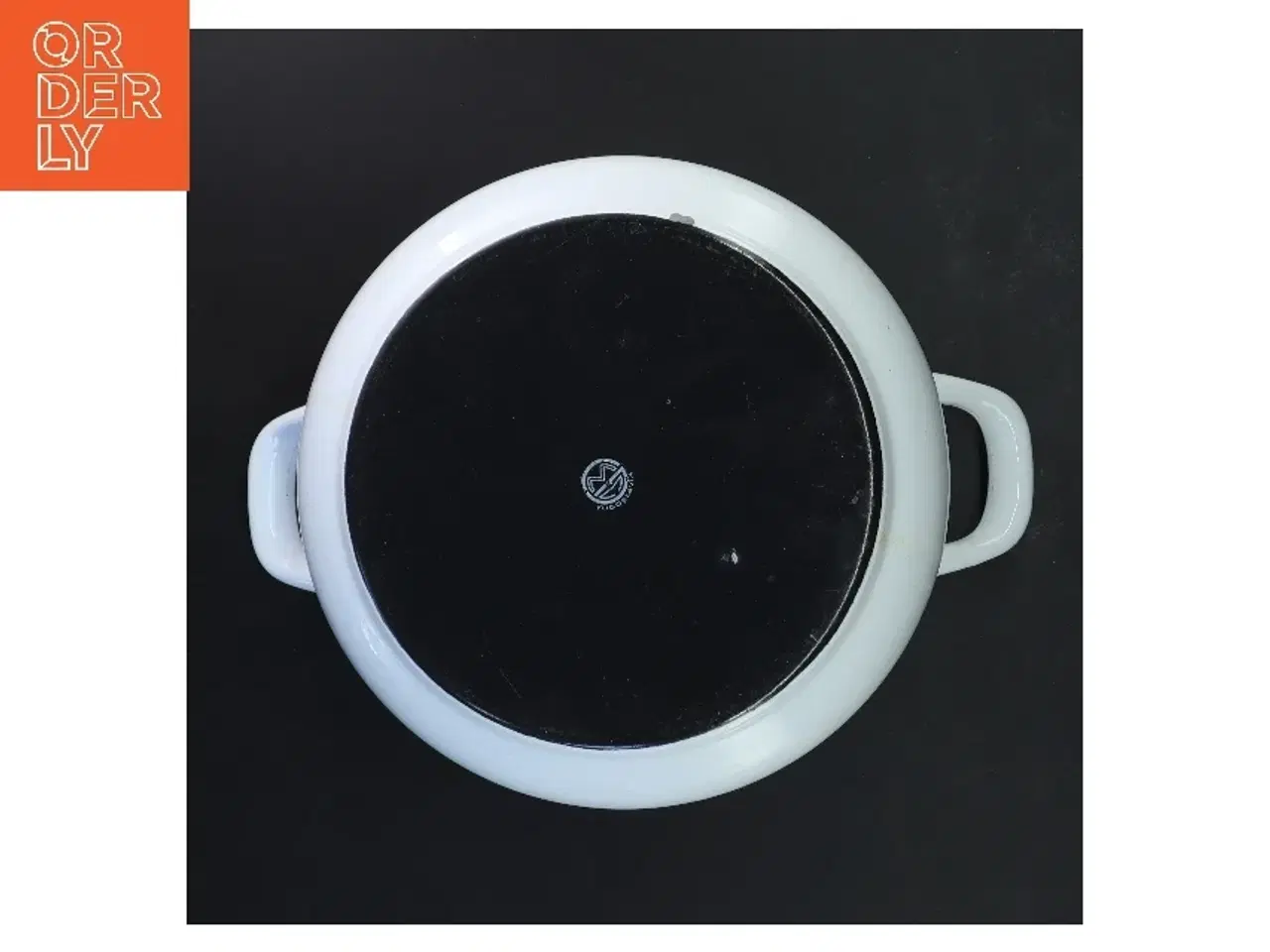 Billede 3 - Emaljeret gryde med orange mønster (str. Ø 22 cm)