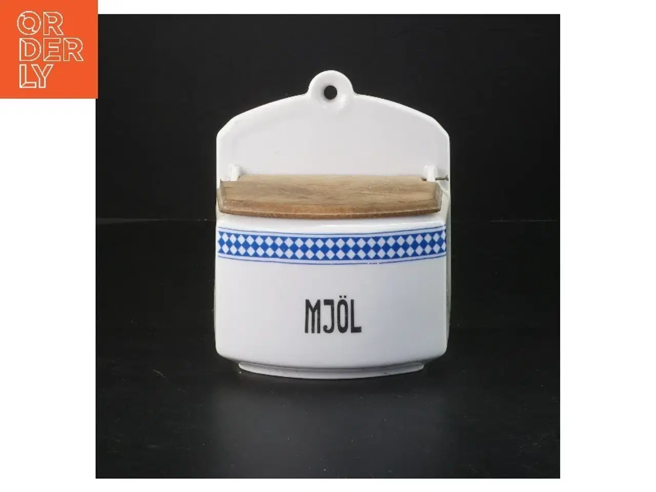 Billede 1 - Vægmonteret krukke med træ låg (str. 16x17x11 cm)