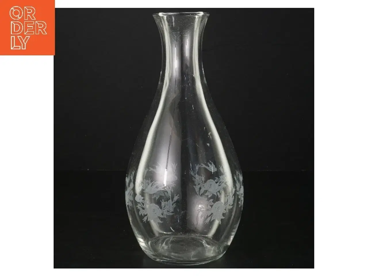 Billede 1 - Glasvase med blomstermotiv (str. 23 cm)