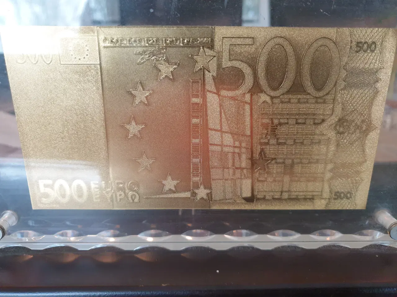 Billede 3 - Forgyldt 500 euro seddel i 24 karat bladguld