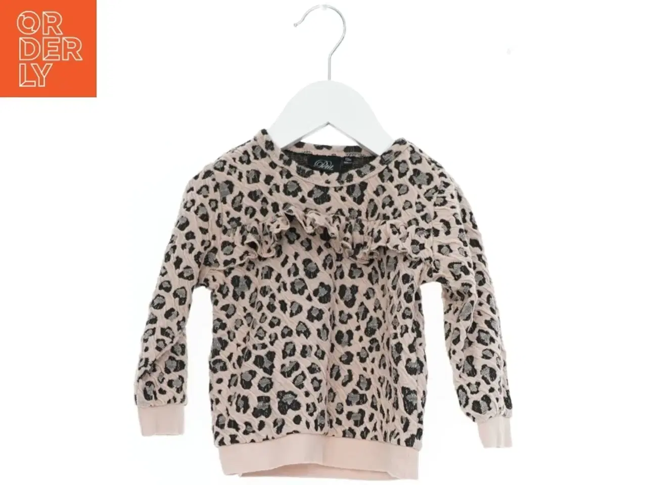 Billede 1 - Bluse med leopardmønster og flæsedetaljer fra Petit (str. 80)