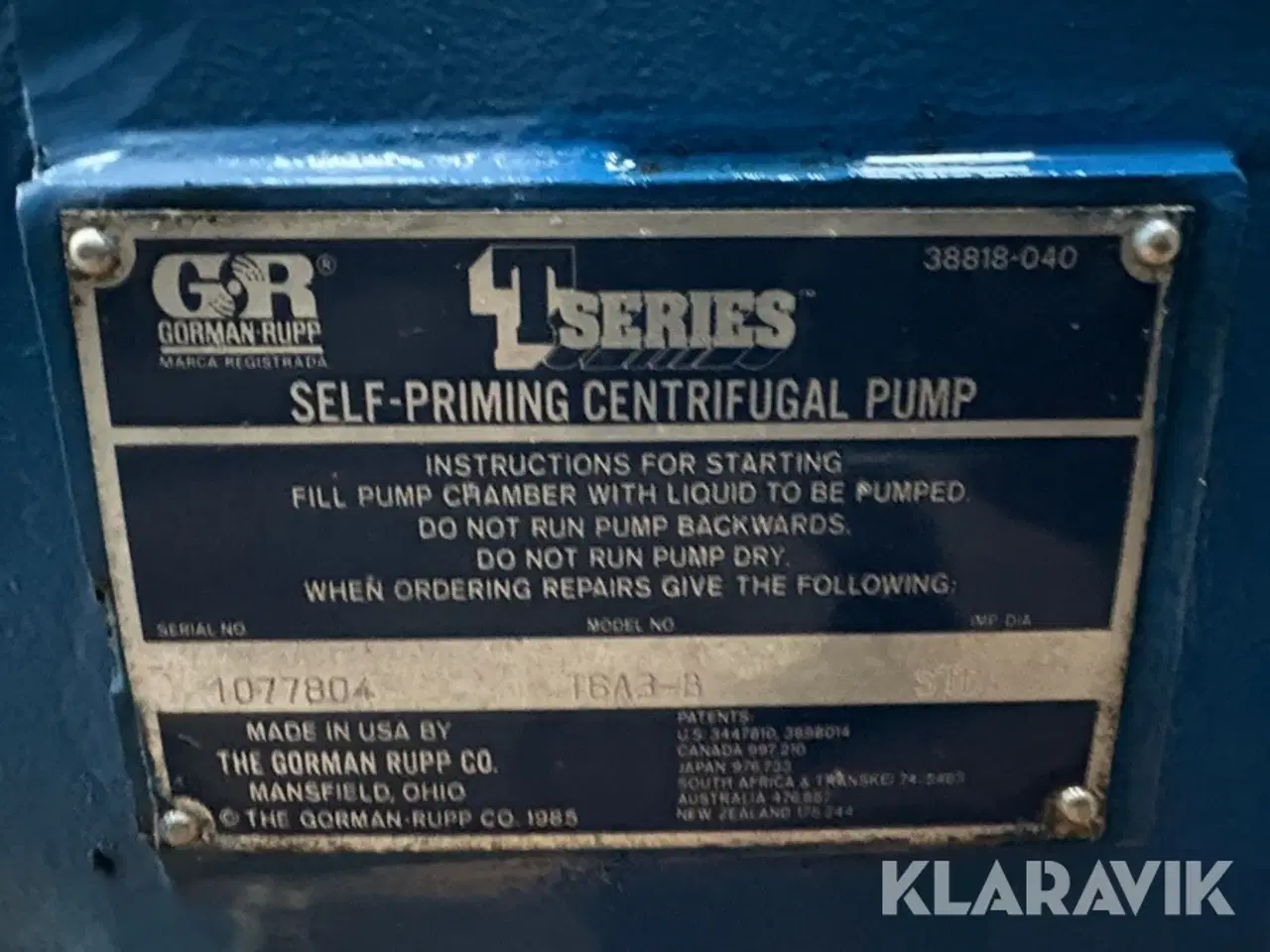 Billede 8 - Centrifugal pumpe Gorman Rupp T6A3-B