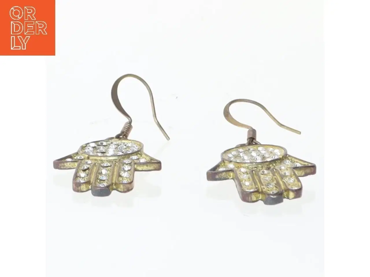 Billede 3 - Hamsa øreringe med sten (str. 4 cm)