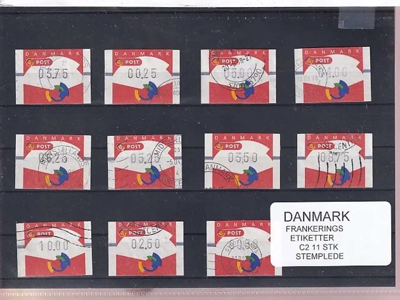 Billede 1 - Danmark - Frankeringsetiketter  C 2 - 11 Stk. Stemplede