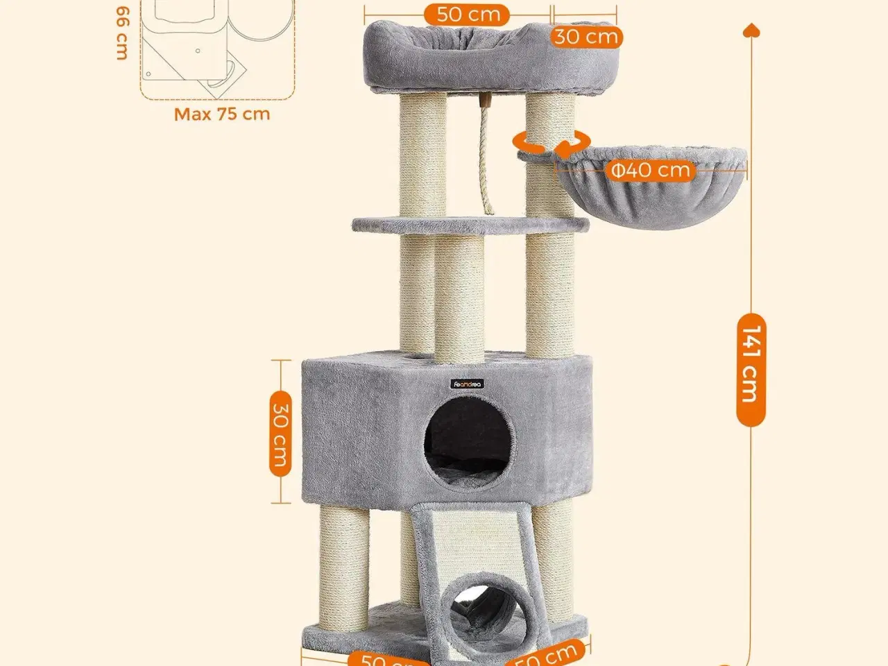 Billede 7 - Kattetræ til store katte – FEANDREA PCT002N01, greige
