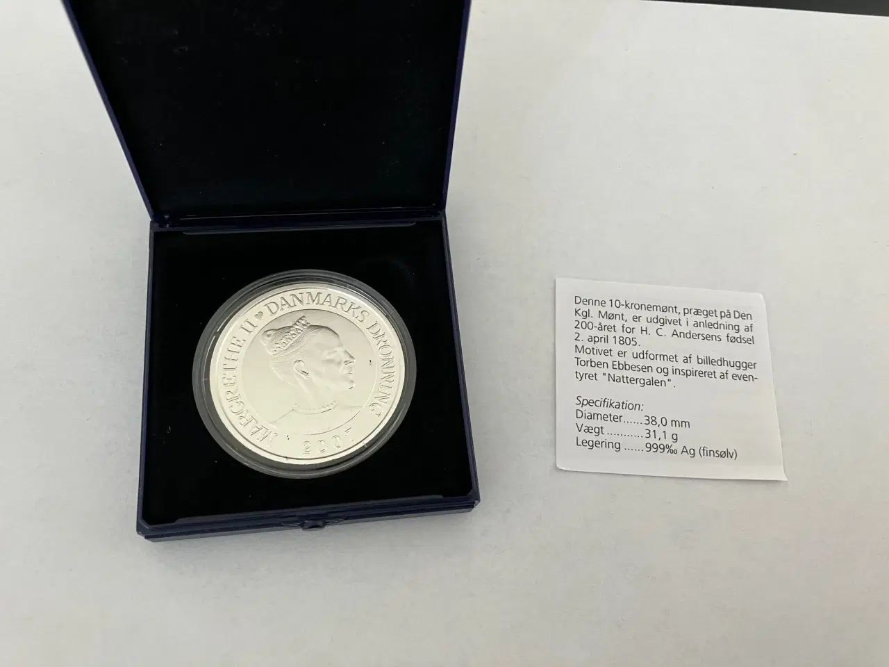 Billede 2 - 10 Kroner H.C Andersen - Nattergalen i .999 Sølv