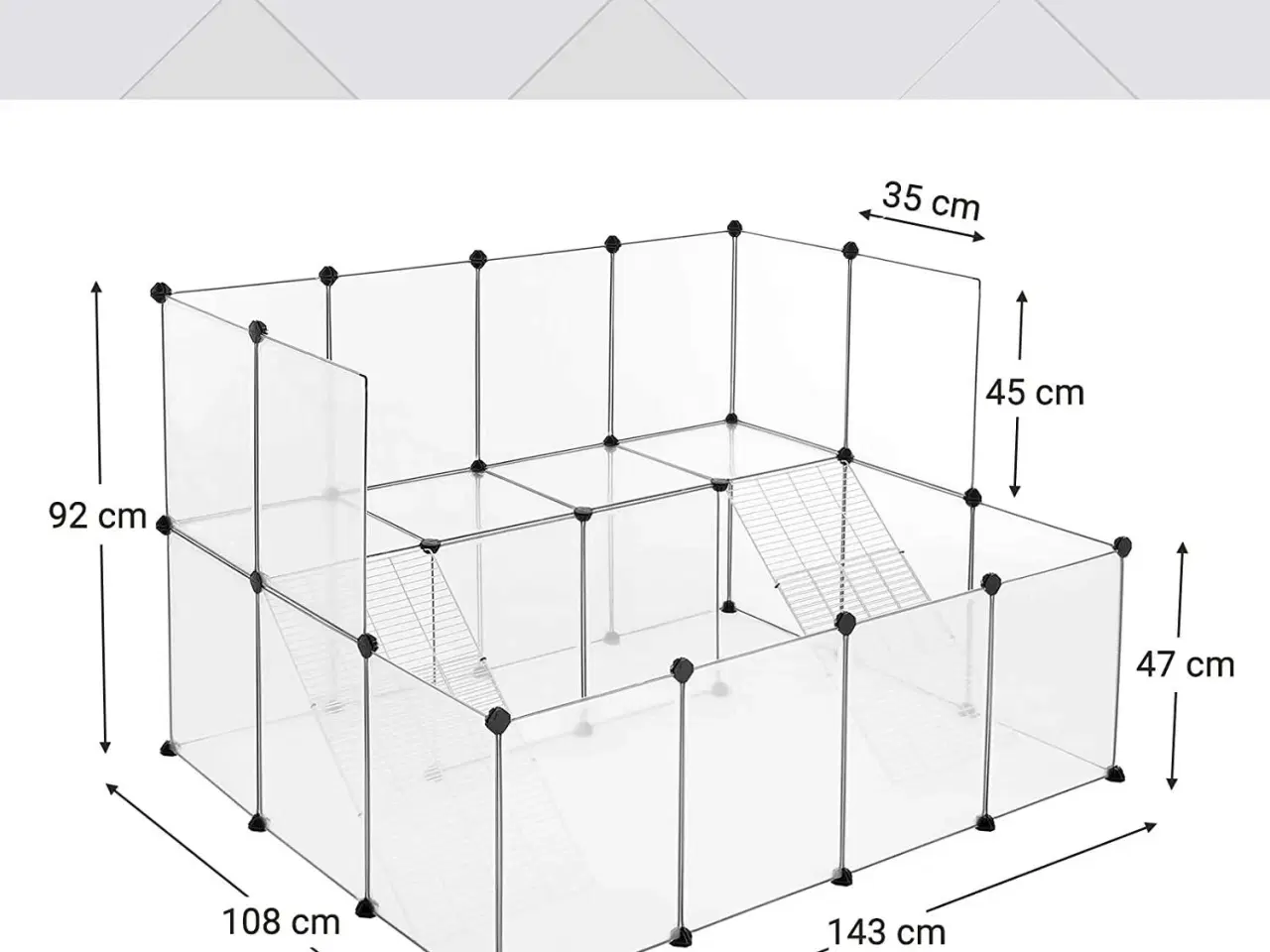 Billede 7 - Marsvinebur legehave fra SONGMICS – modulært DIY hyttebur, hvid (LPC004W01)