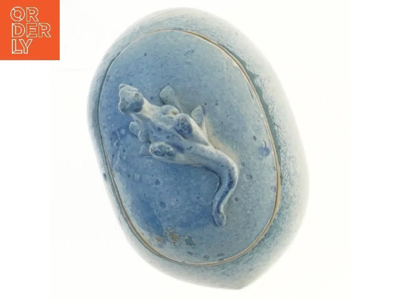 Billede 2 - Keramisk opbevaringsboks med frø dekoration fra Maja (str. 11,5x13x8,5 cm)