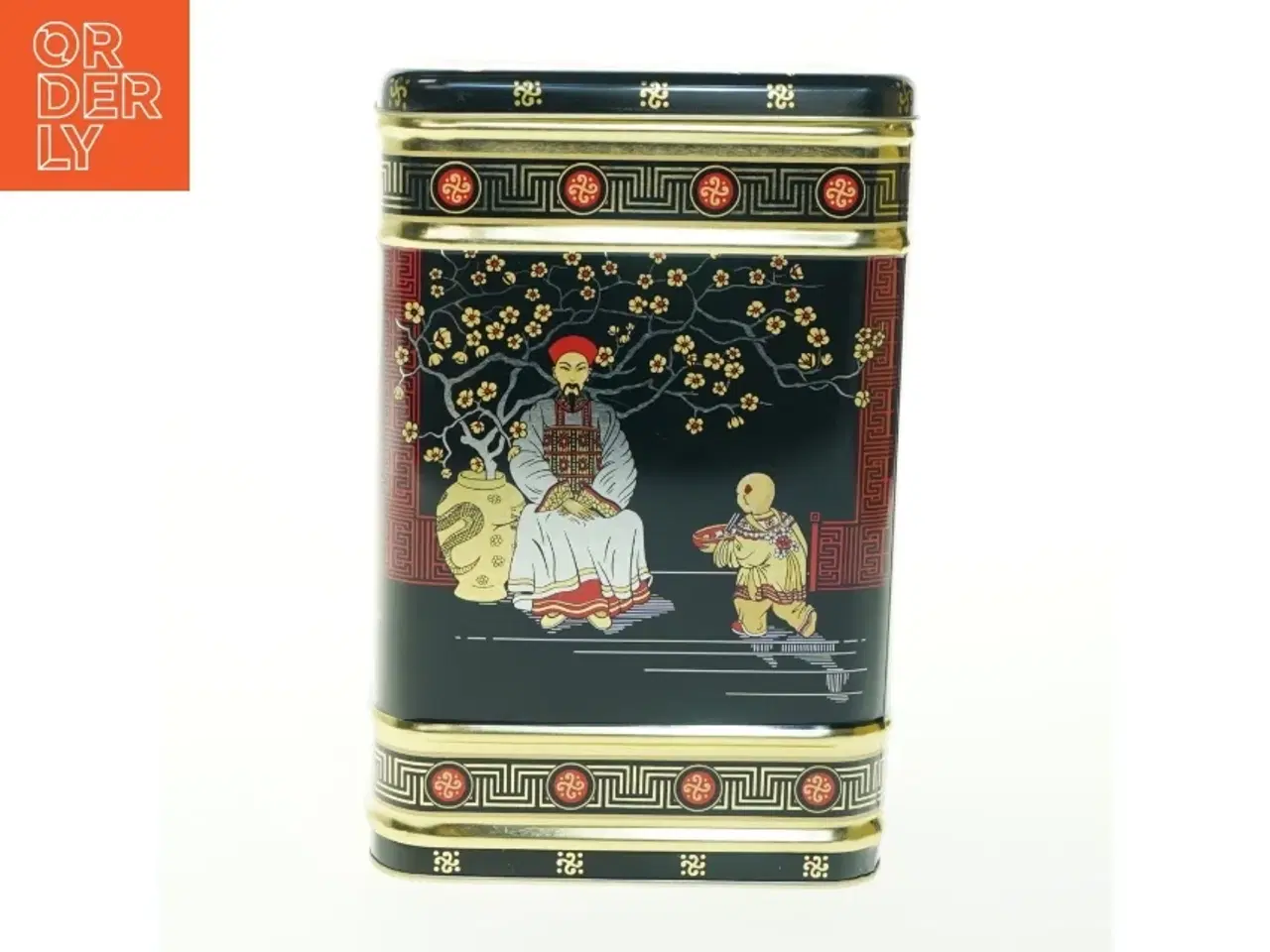 Billede 2 - Dekorativ dåse med asiatiske motiver (str. H. 25,5 cm. 16,5 x 16,5 cm)