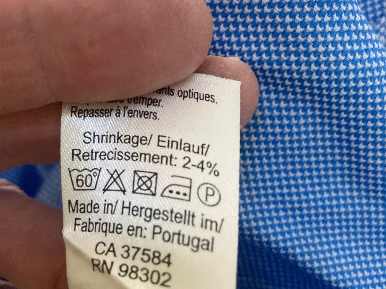 Billede 7 - Lysblå mønstret herreskjorte fra SAND; str 42.