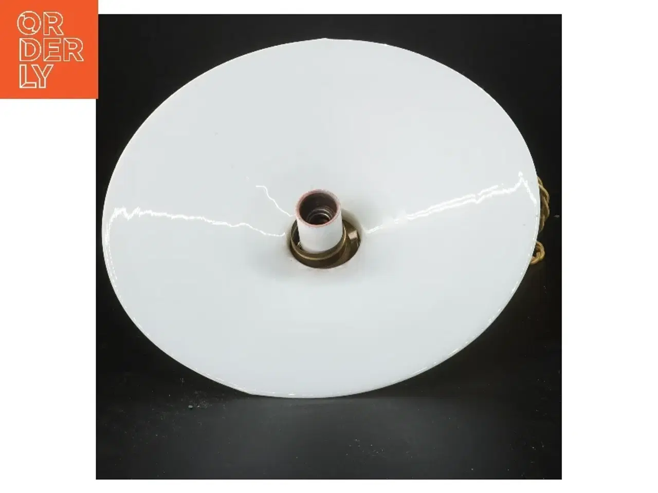 Billede 3 - Vintage loftlampe med hvid glasskærm (str. Ø 26 cm)