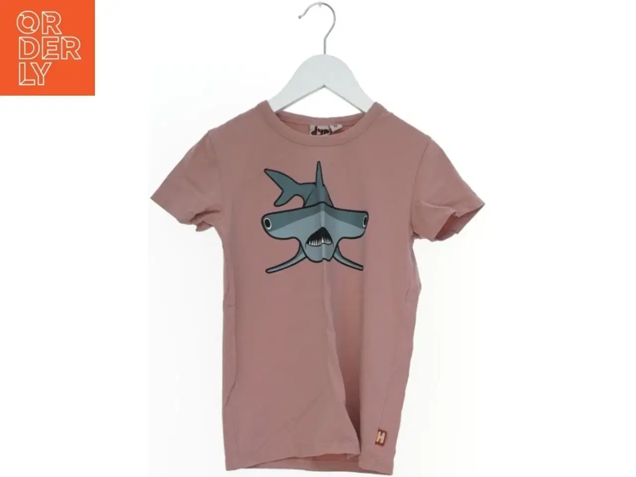Billede 1 - Børne T-shirt i økologisk bomuld  str. 128 med hammerhaj print fra Dyr Cph/Danefae
