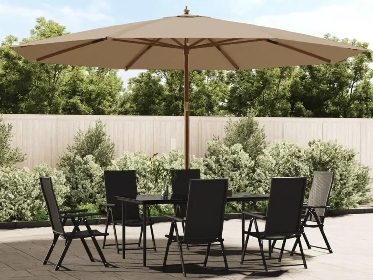 Billede 1 - Haveparasol med træstang 400x273 cm gråbrun