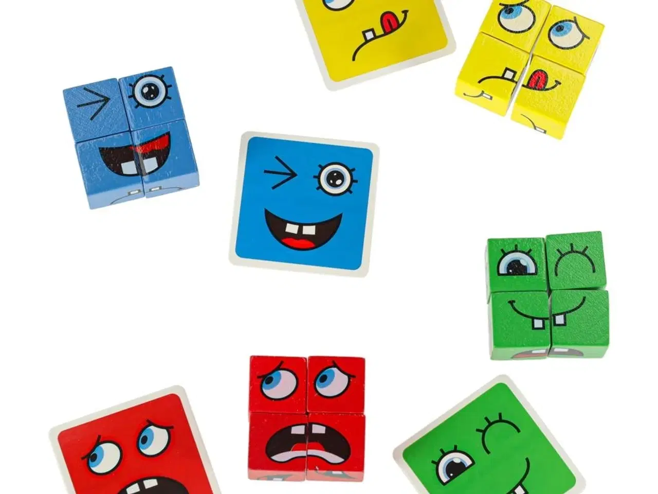 Billede 9 - Puslespil med skiftende ansigter – kreative klodser og kort (64 kort, 16 klodser)