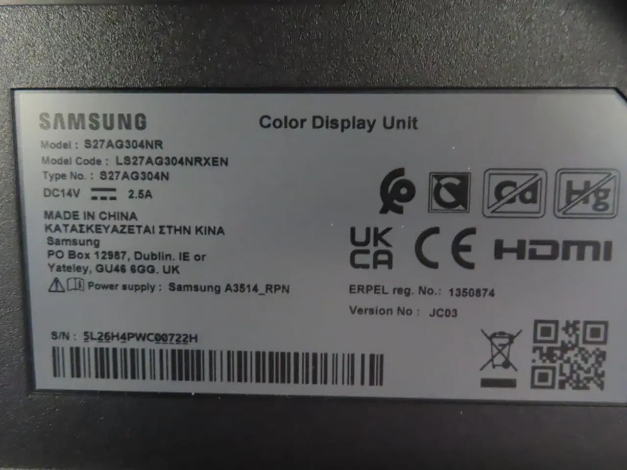 Billede 3 - 27" Computerskærm SAMSUNG S27AG304NR