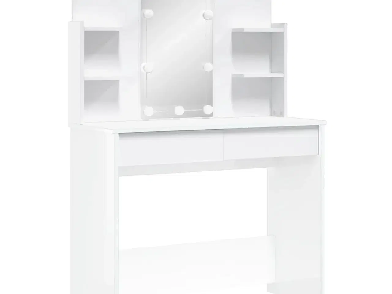 Billede 3 - Makeupbord med LED-lys 96x40x142 cm hvid højglans