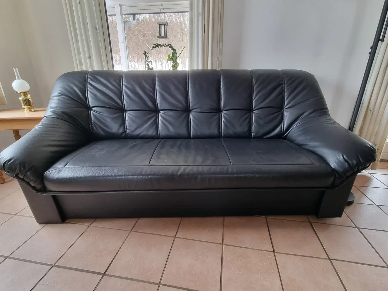 Billede 1 - Lædersofa 3 personer - uden brugsmærker