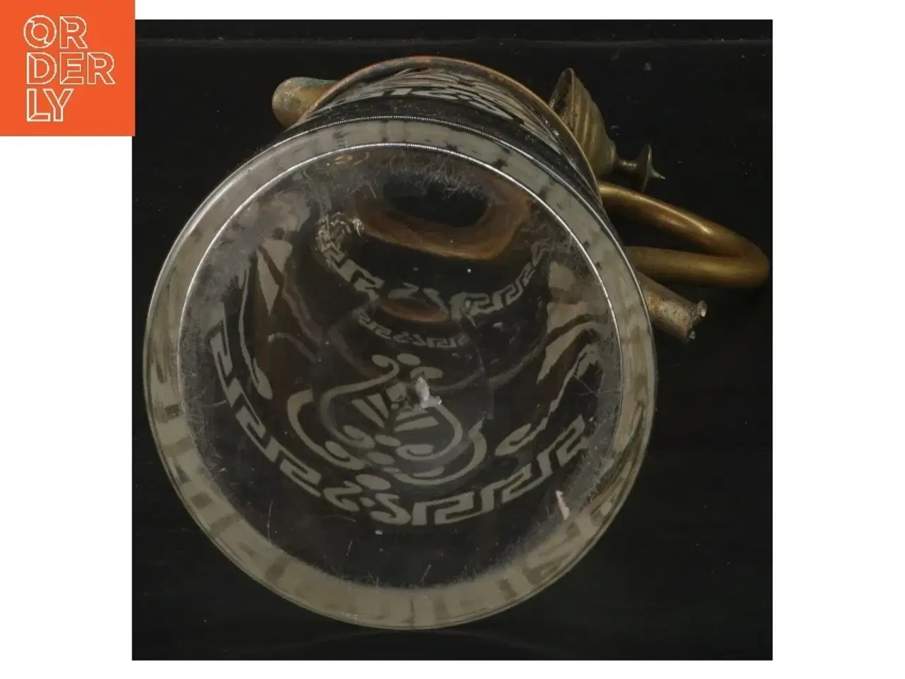 Billede 2 - Antik karaffel i slebet glas og metal (str. 29 cm)