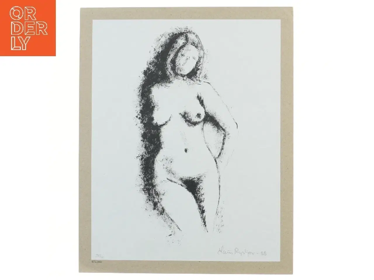 Billede 1 - Kunsttryk af kvinde Signeret Claus Ryskjær (str. 34x42 cm)