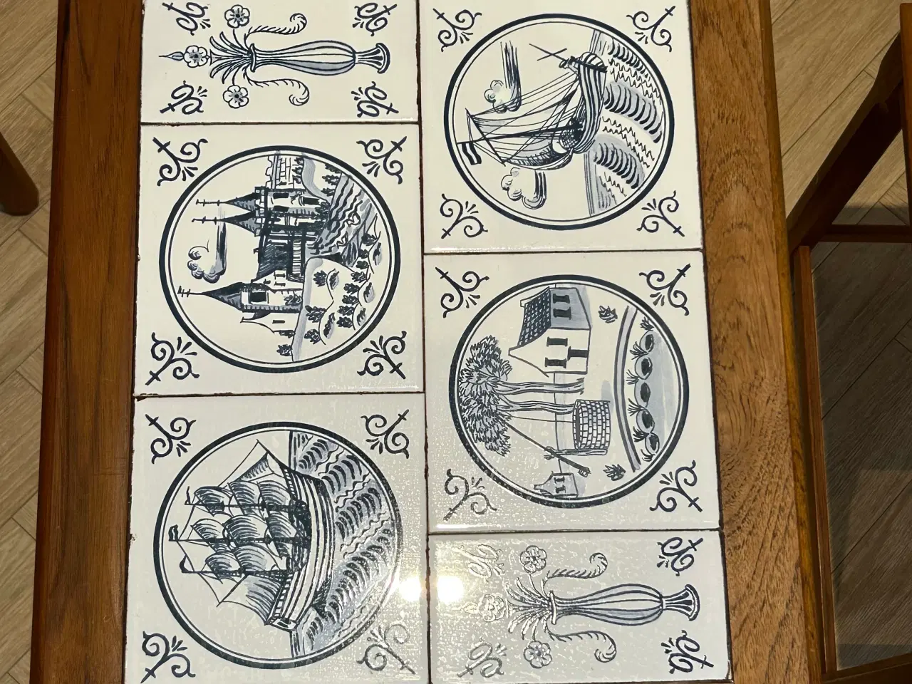 Billede 6 - Sofabord / indskudbord i mørkt træ og kakler