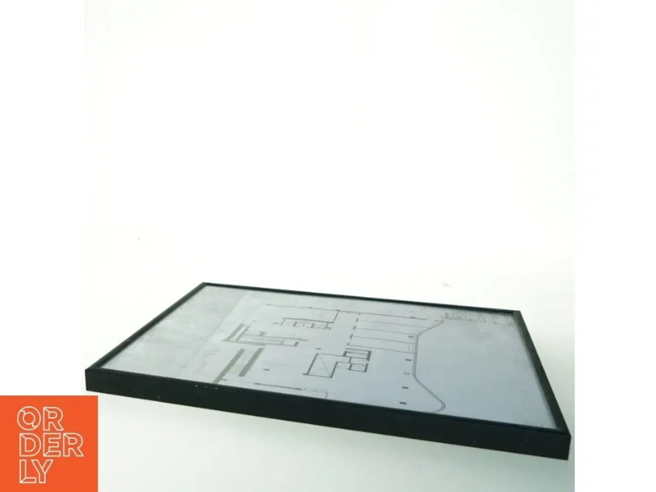 Billede 2 - Indrammet arkitektonisk plantegning (str. 41x31 cm)