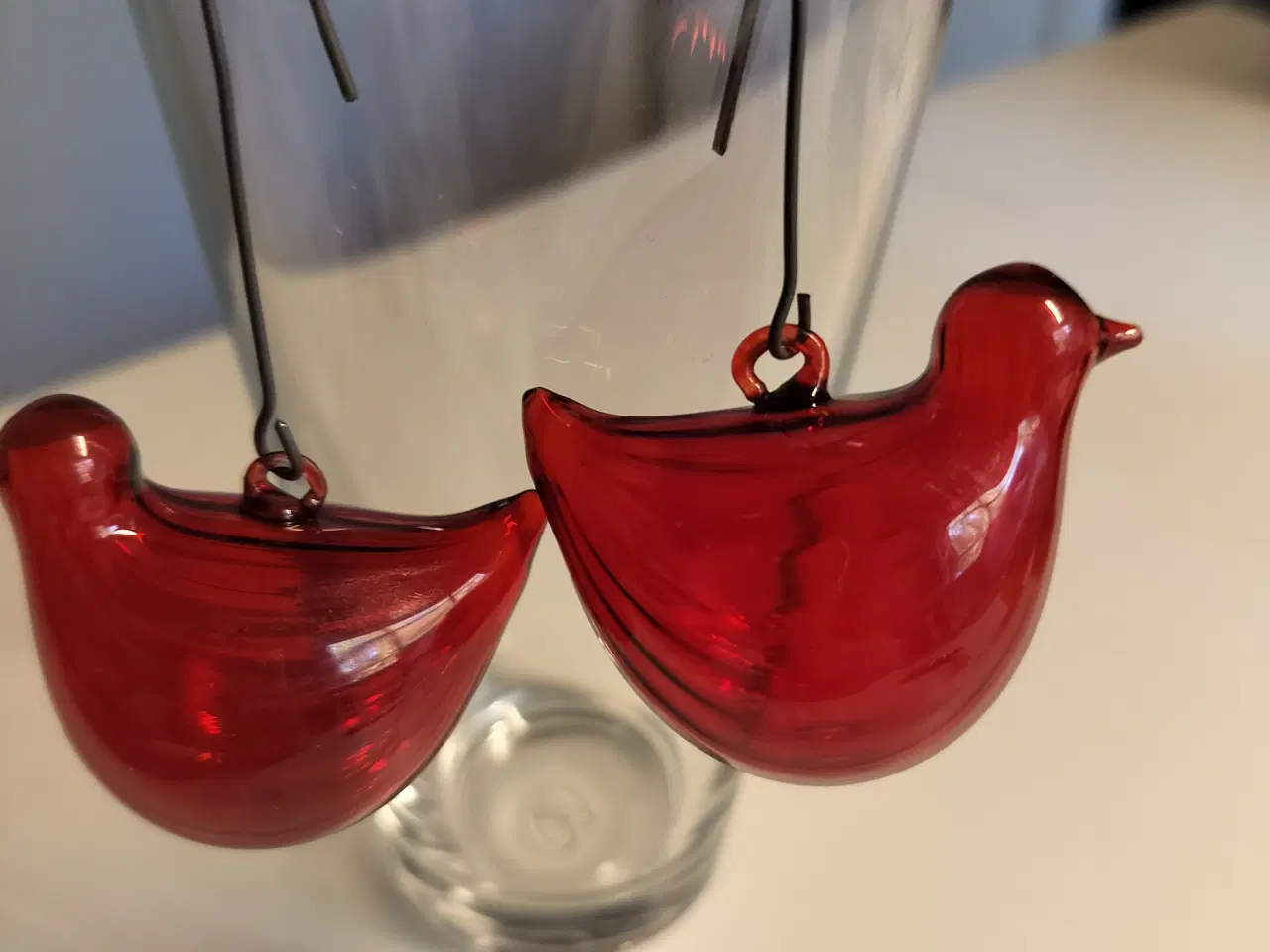 Billede 2 - julepynt gammelt Juletræs ophæng 2 stk røde glasfu