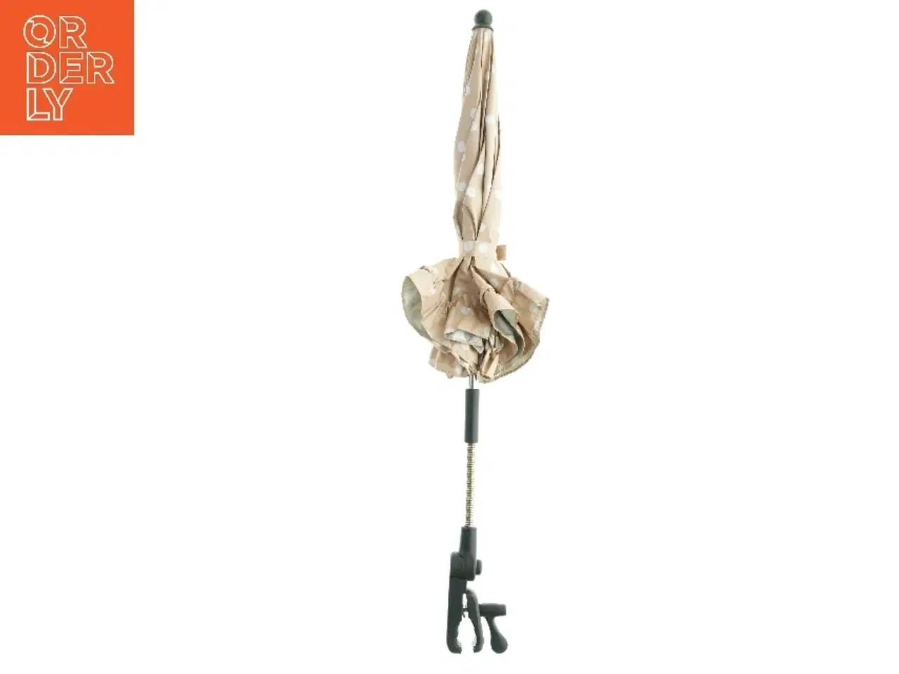 Billede 1 - Beige barnevognsparasol med prikker fra BUDDY AND HOPE (str. Totallængde. 70 cm)